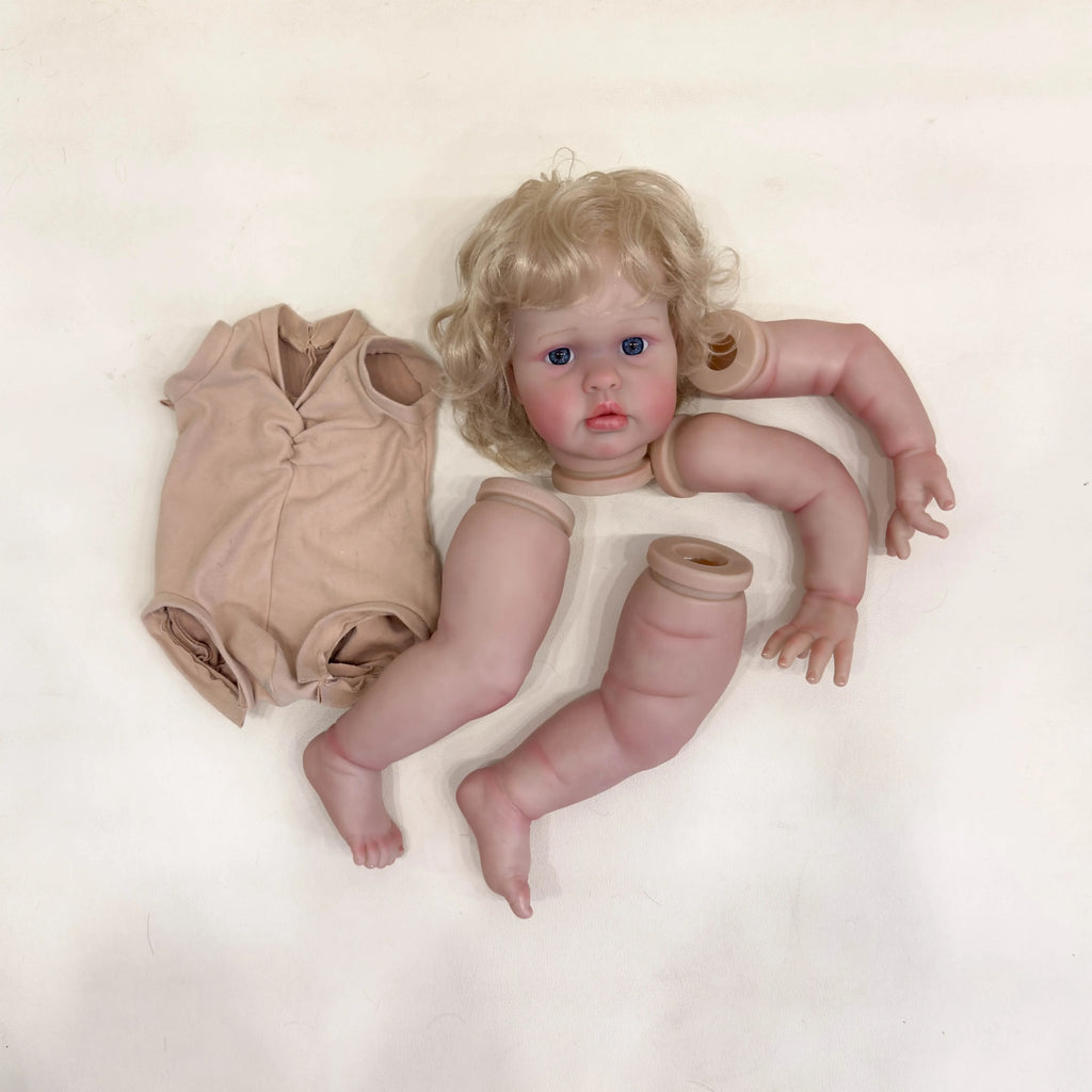 NPK 24'' Handmade High Quantity Unfinished Doll Parts with Hand Rooted Hair Ellie  Lifelike Reborn Doll Kit Painted Doll Kit