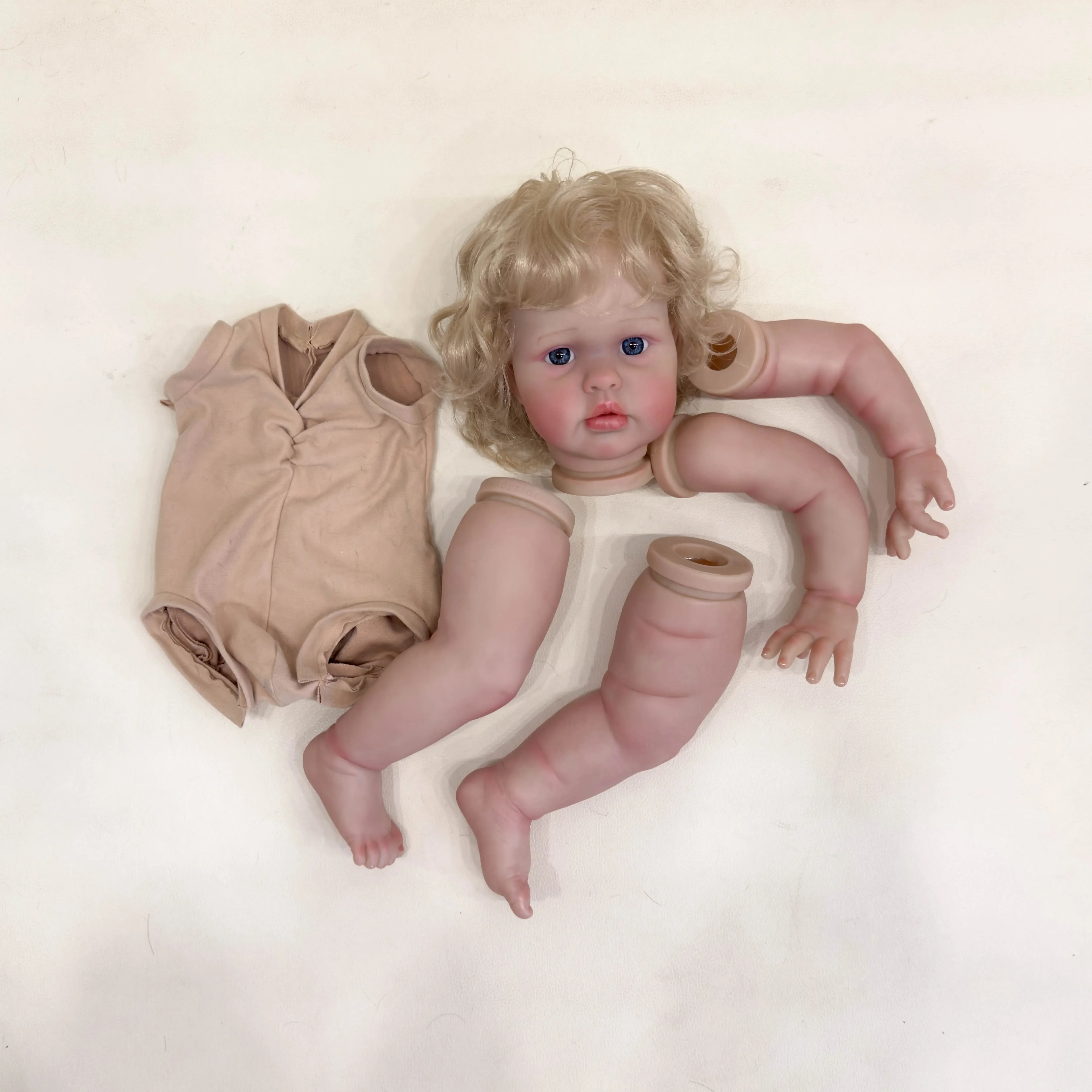 NPK 24'' Handmade High Quantity Unfinished Doll Parts with Hand Rooted Hair Ellie  Lifelike Reborn Doll Kit Painted Doll Kit