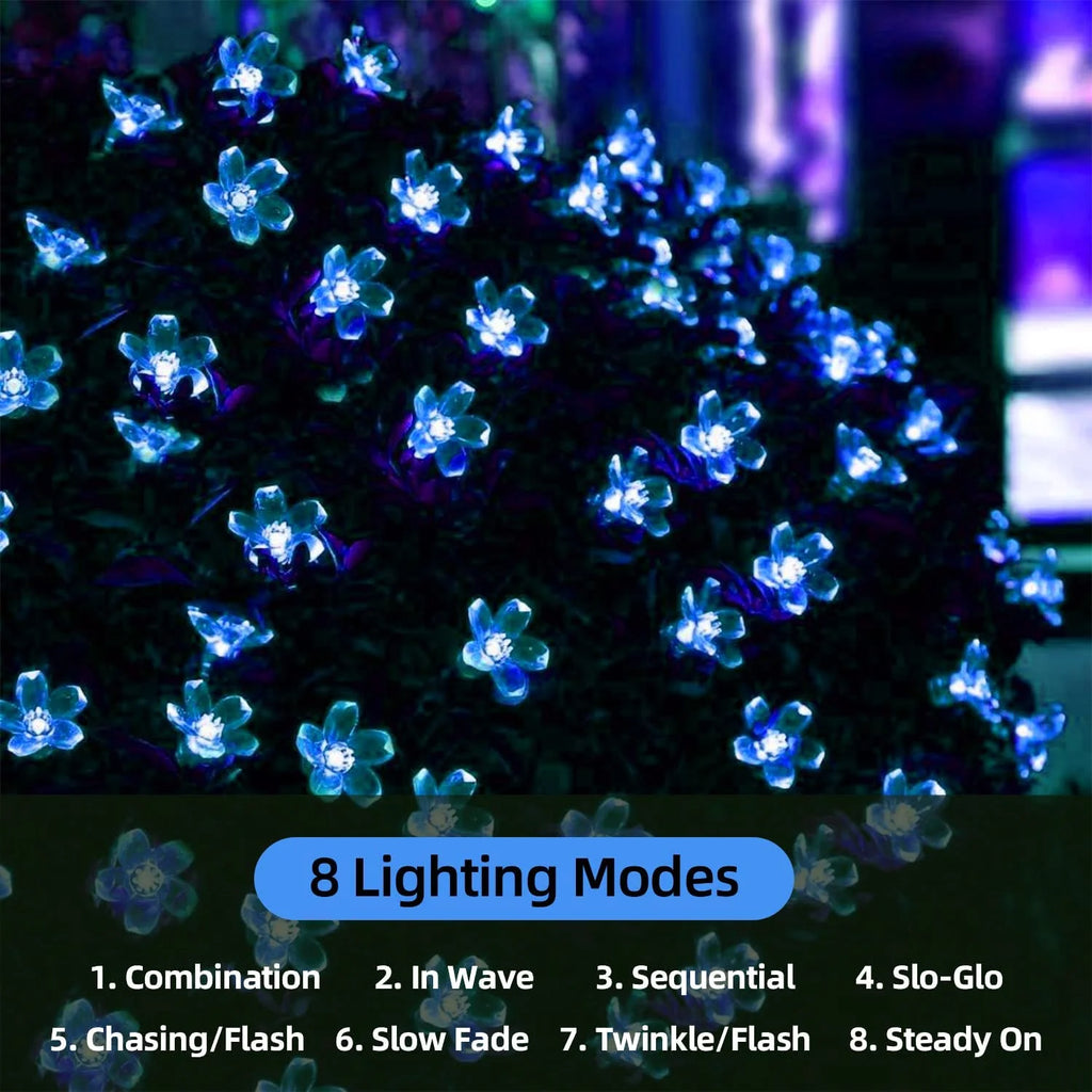 Solar Garden Lights Outdoor Solar Flower String Lights Solar Outdoor Lights Waterproof  Flower Lights Garden Decoration Outdoor