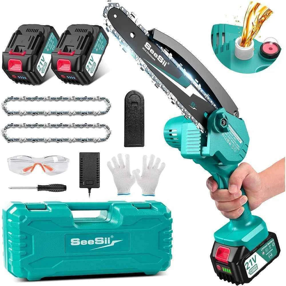 SEESII 8'' Mini Cordless Chainsaw kit Electric Chainsaw Wood Cutter Pruning Garden Power Tools For Makita 18V Battery pin
