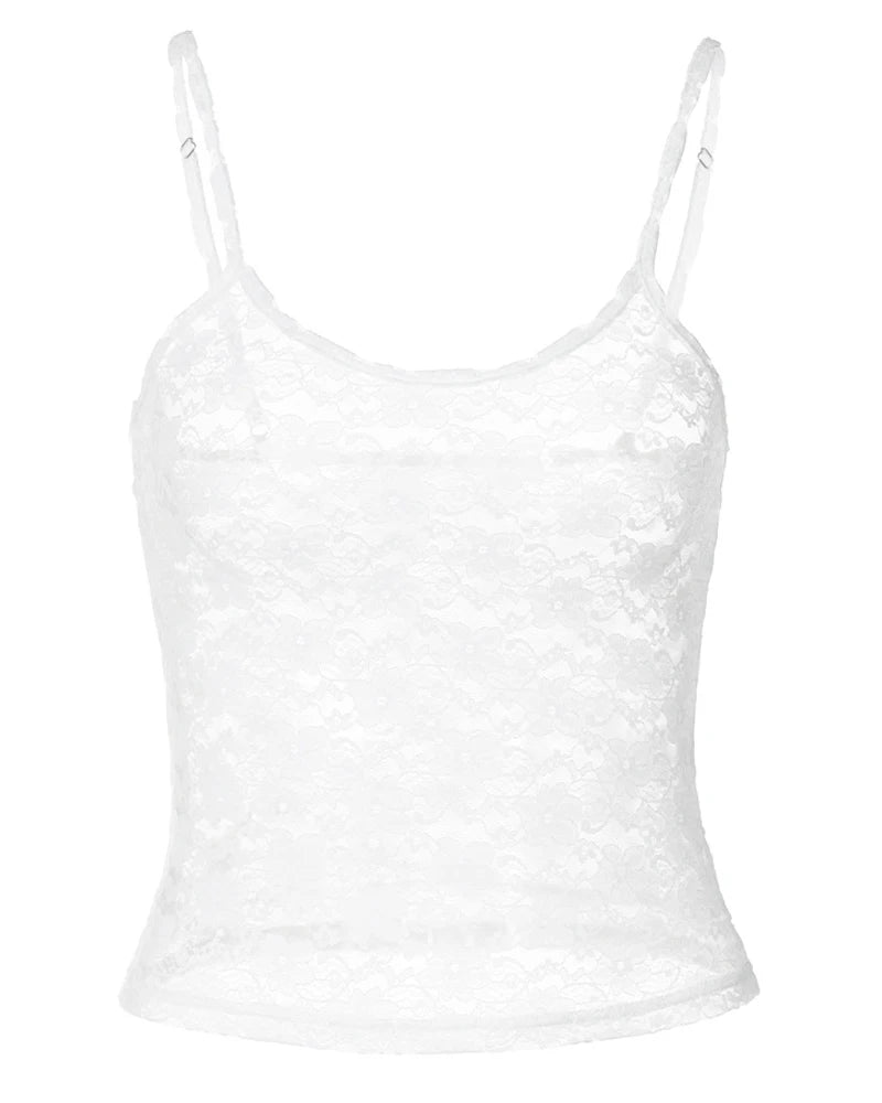women top  sexy top white white lace bustier Perspective slim fitting camisole vest