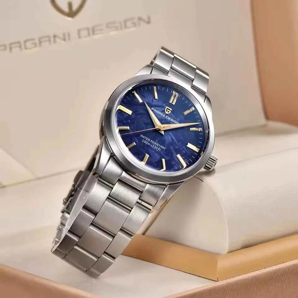 PAGANI DESIGN 40MM Meteorite dial Men Quartz Watches Luxury Business 316L Stainless Steel 100M Waterproof Watch For Men clock
