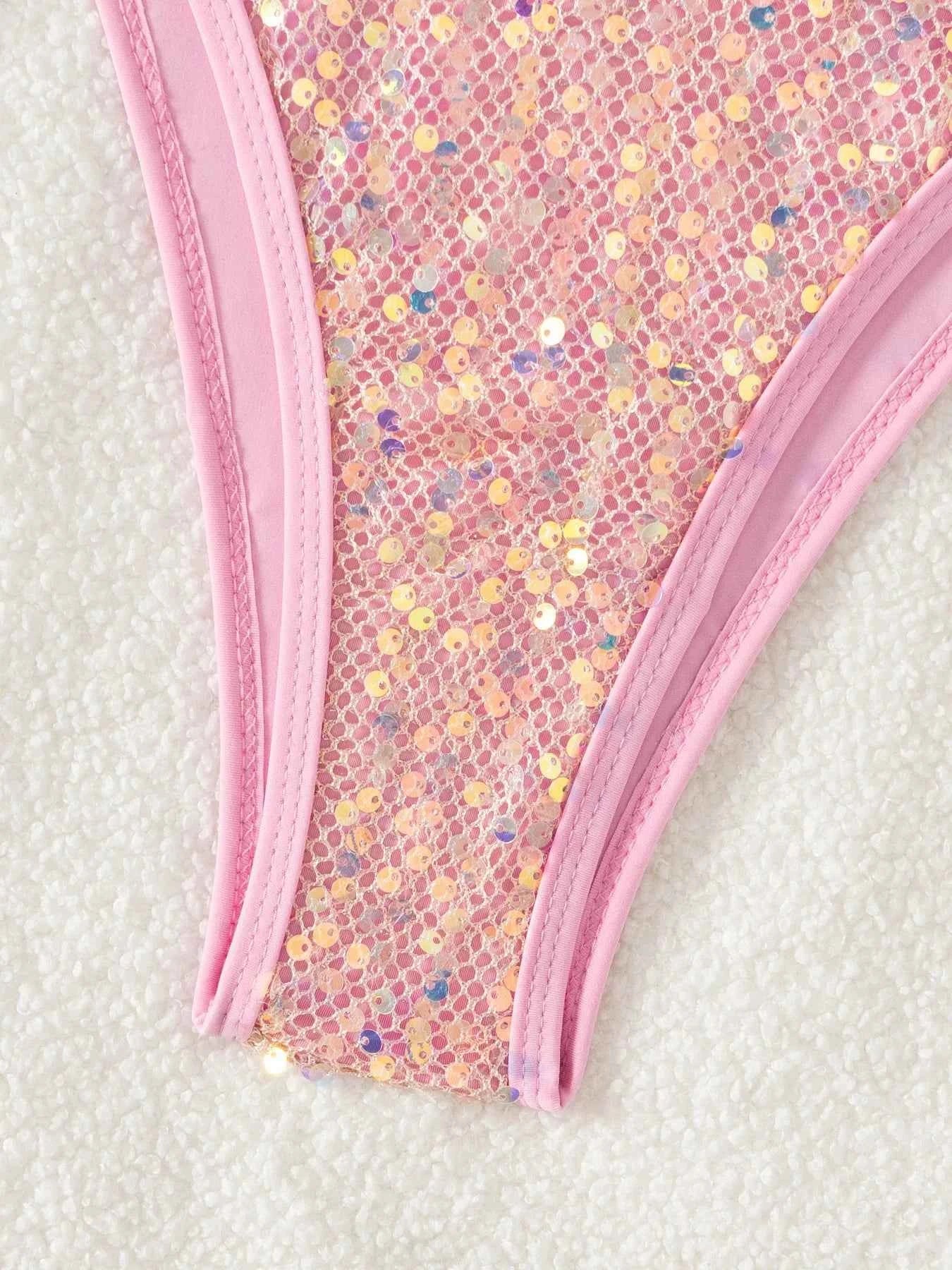 Shiny Sequin Black Bikini Set Women Sexy Push Up Bra Tie Side Triangle Swimsuit 2025 Brazilian Beach Bathing Suit Micro Swimwear
