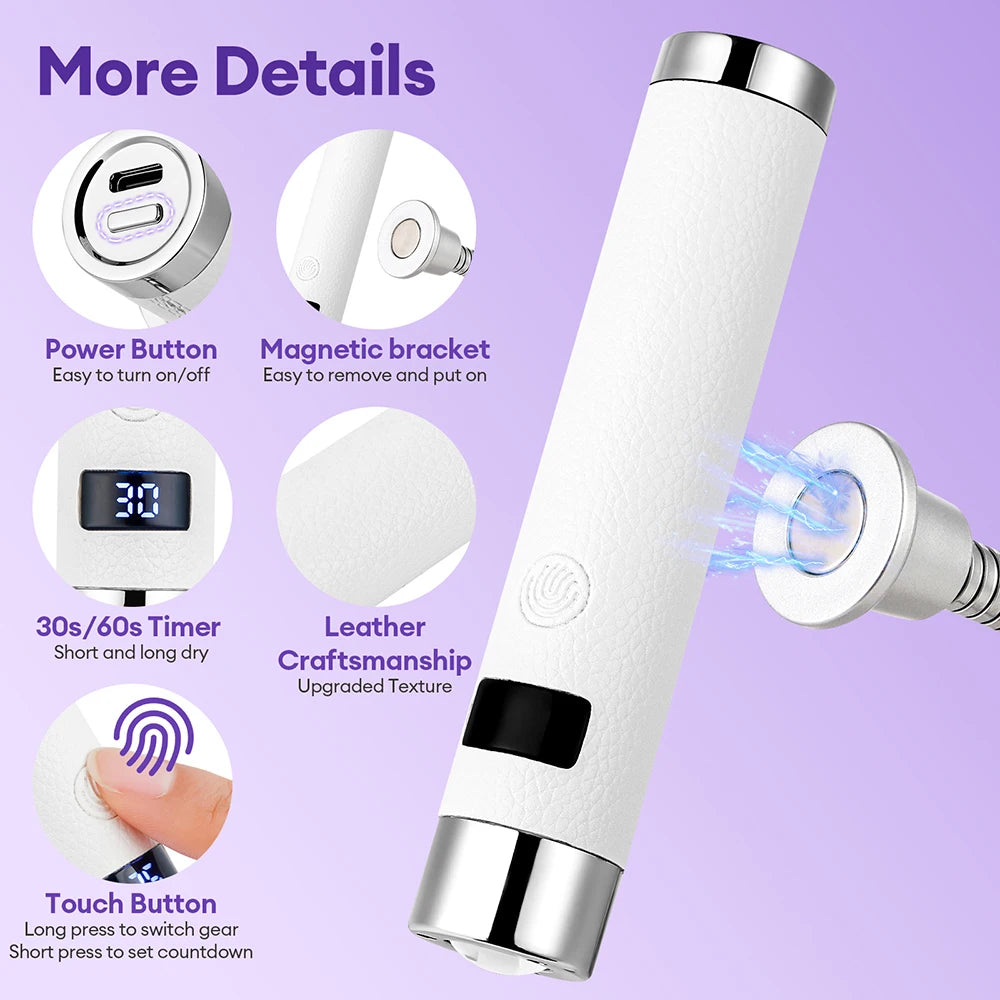 Handheld UV Nail Lamp 2-in-1 Nail Dryer Cordless UV Light Nail Lamp Dryer Nail Curing All Gel Polish Manicure Lamp Nail Art Tool