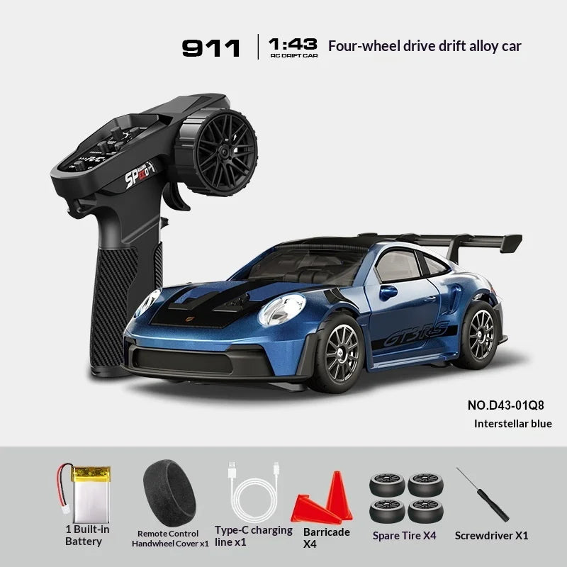Mini Alloy RC Car 1:43 High-Speed Drifting Sports Car Boys Toy Four-Wheel Drive Simulation Race Car Remote Control Vehicle