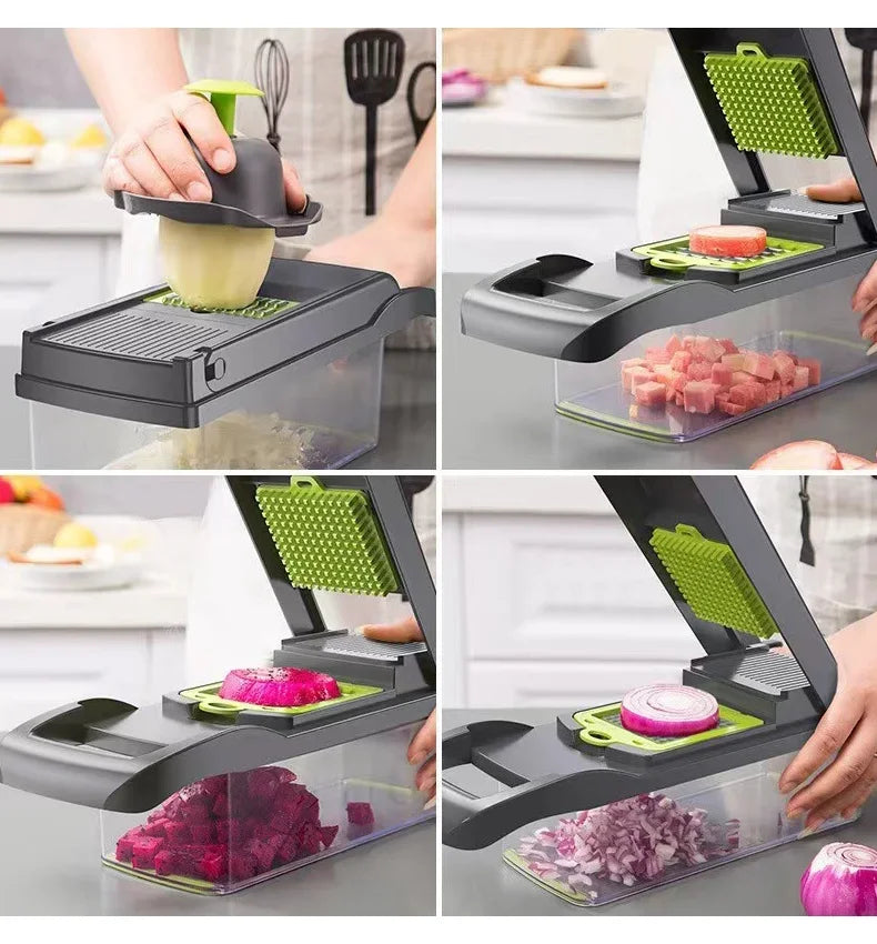 Pro-Series 16-in-1 Vegetable Chopper, Dewpeton Mandoline Slicer, Veggie Chopper, Food Chopper with Container, Vegetable Cutter