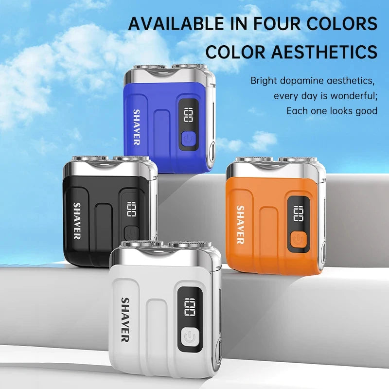 Mini Electric Smart Shaver Household Car Shaver Digital Display Dual Blade Rechargeable Shaver Powerful Beard Trimmer Tool