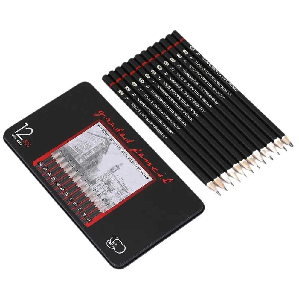 12Pcs/Set Wooden Pencils 2H-8B Professional Drawing Pencil Art Supplies Journal Writing Stationery Items School Acsesories Gift