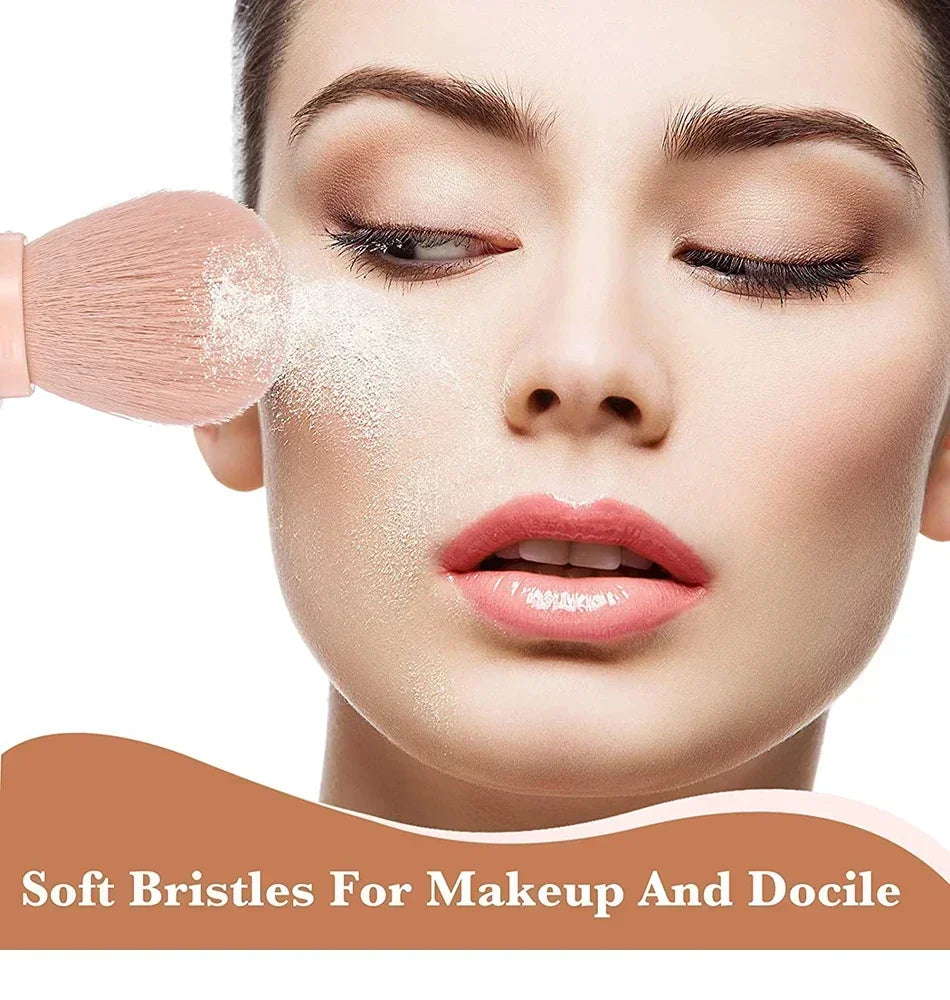 4in1 Makeup Brushes Set, Retractable Blush Brush + 3 Small Eyeshadow Brushes, Compact Portable for On-the-Go Touch-Up