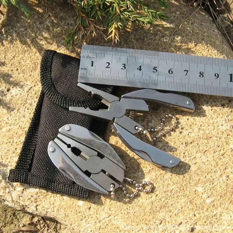 Multitool Folding Pliers Stainless Steel Keychain EDC Tool with Knife Screwdriver for Outdoor Camping Survival Emergency Kit