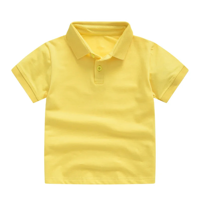 Summer Baby Boys Short Sleeve Solid Polo T-shirt Kids Cotton Clothes Toddler Girls Classical Polos T Shirt Tops School Uniform