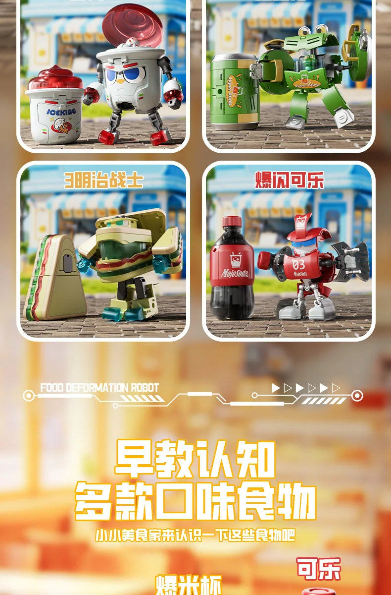 Kids Transformation Robot Toy Fun Simulation Food, Sandwich-making Mecha Robot Models Drink-shaped Free Transformation Robot Toy