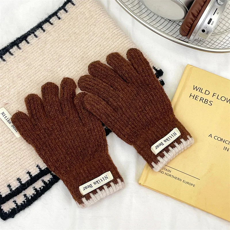 Kids Knitted Gloves 2-10 Years  Girls Winter Warm Five Finger Boys Fashion Icold Protection Ns Style Simple Children Students