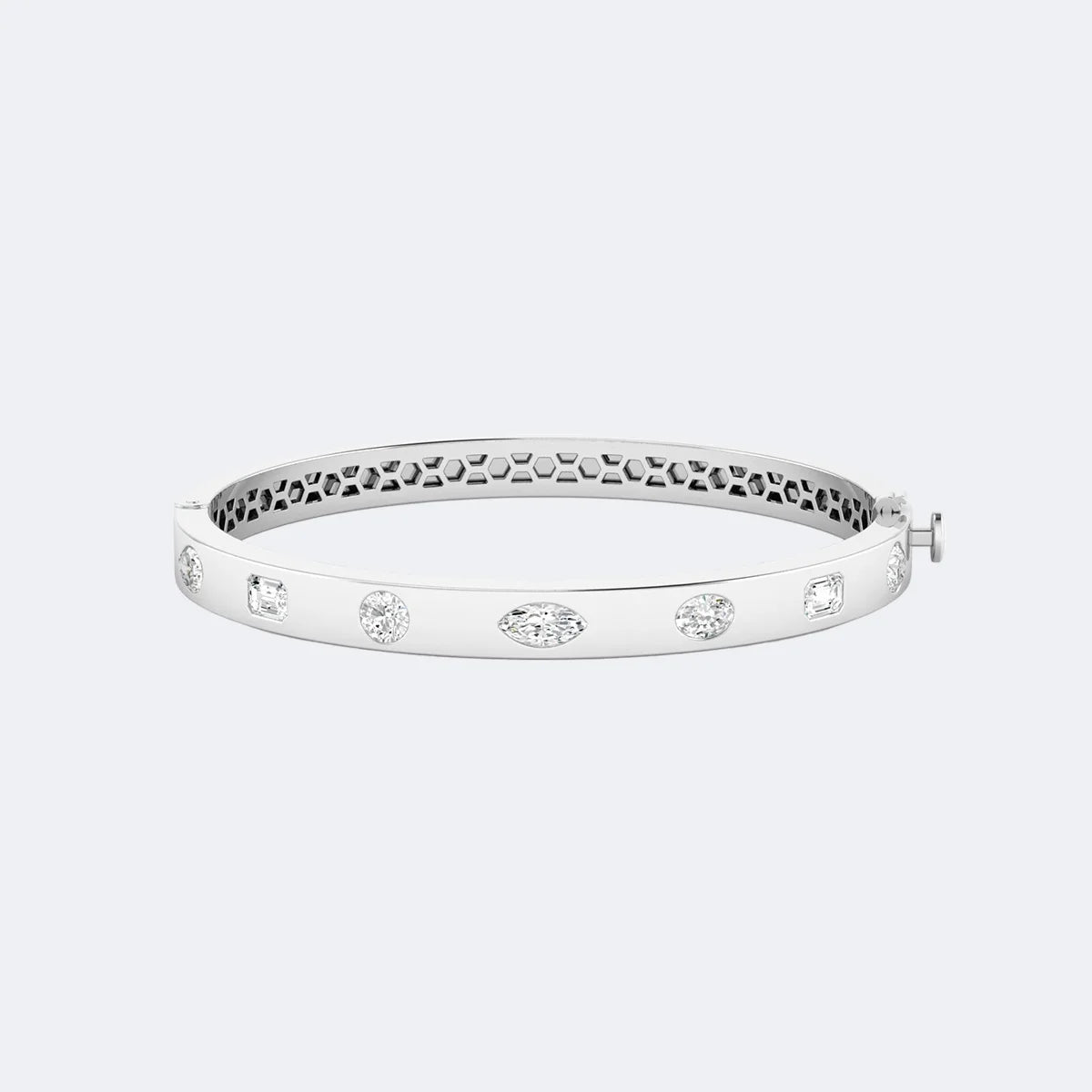 2.00CTW Mixed Cut Diamond Station Bangle Bracelet