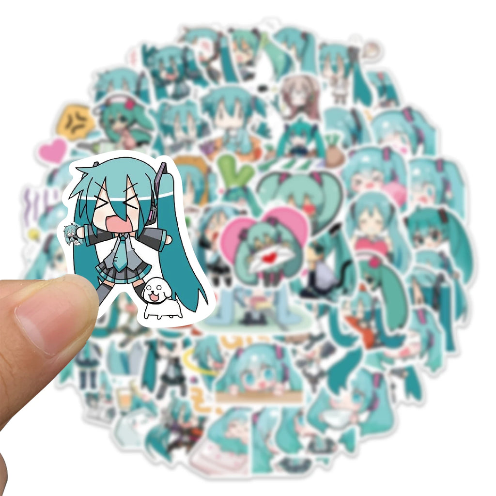 50PCS Cartoon Chibi Cute Miku Graffiti Stickers for Luggage Laptop Ipad Skateboard Gift Mobile Phone Car Stickers