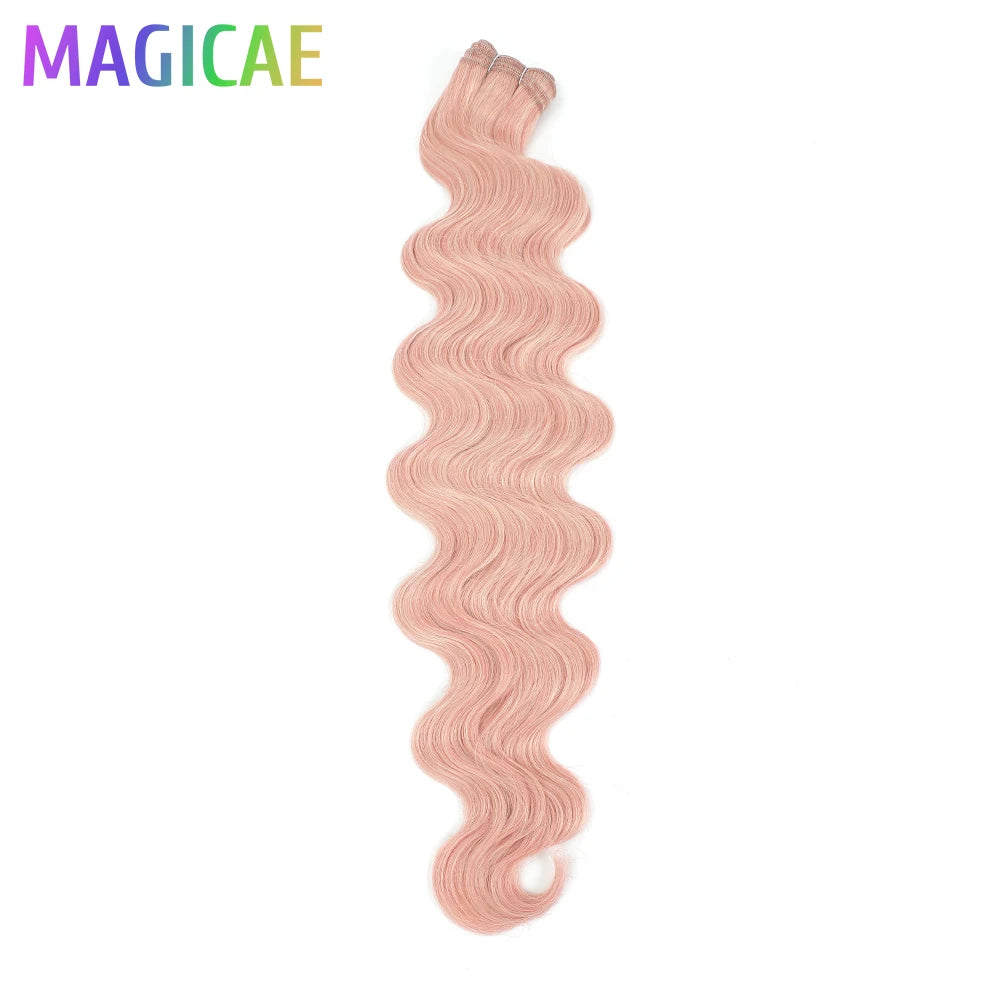 Magicae 30Inches 200G Piano Blonde SP12/16/613 Ombre Brown 6# Body Wave Bundles High Temperature Synthetic Hair Extensions