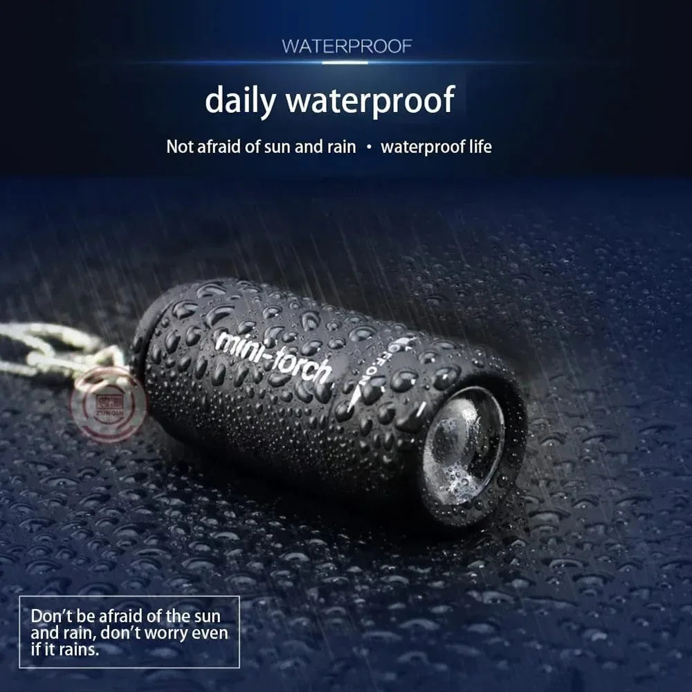 USB Rechargeable LED Pocket Keychain Flashlight Multifunctional Strong Light Waterproof for Outdoor Hiking Camping Mini