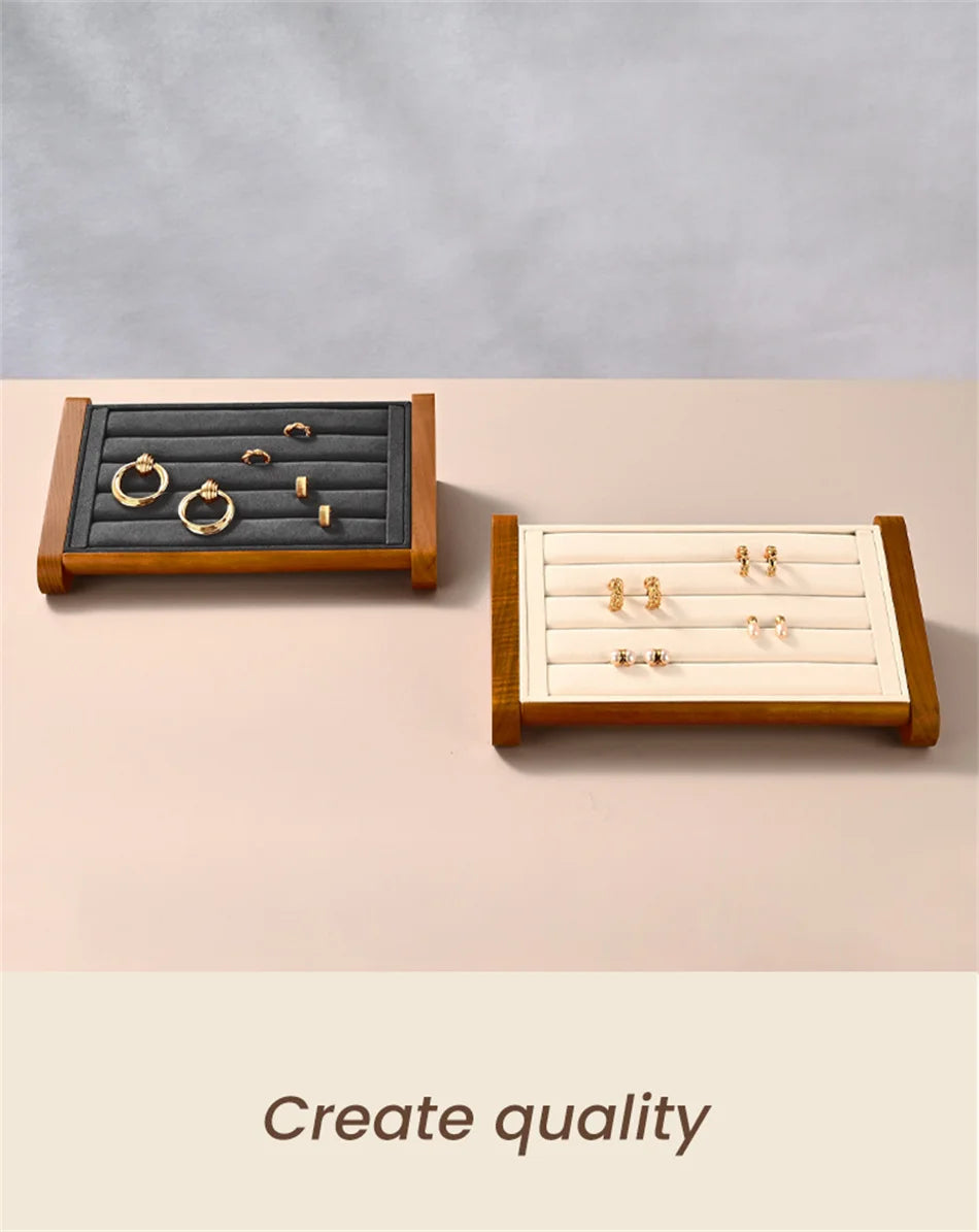 Oirlv Wooden Ring Jewelry Display Stand Jewelry Organizer Rack Earring Storage Rack Counter Ring Display Stand Ring Display Prop