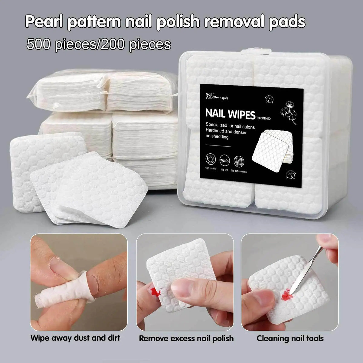 Lint-Free Nail Polish Remover Pads – Durable Wipes