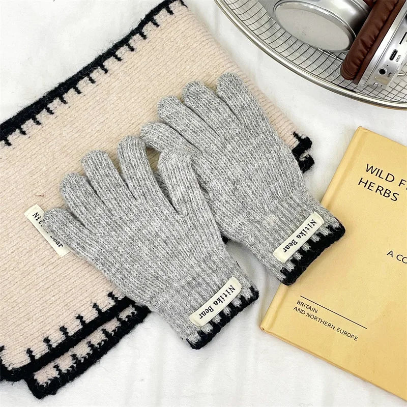 Kids Knitted Gloves 2-10 Years  Girls Winter Warm Five Finger Boys Fashion Icold Protection Ns Style Simple Children Students
