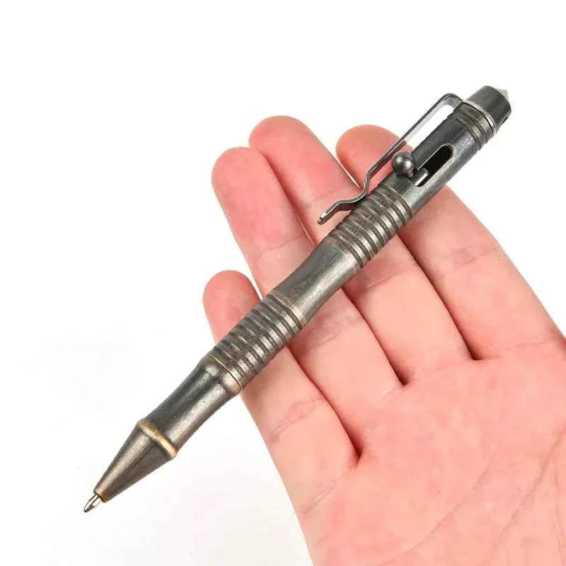 New Self-Defense Brass Tactical Pen High Quality Bolt Switch Ball Point Writing Pen For Outdoor Camp EDC Tool Gift Box