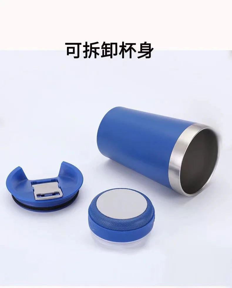 Portable music cup stainless steel reusable simple water bottle speaker wireless Bluetooth speaker