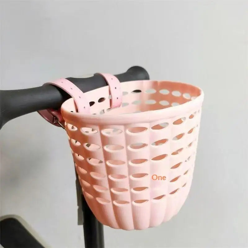 Kids Bike Basket Durable Storage Basket With Adjustable PU Straps Handlebar Basket For Children Girls Outdoor Biking Toddlers