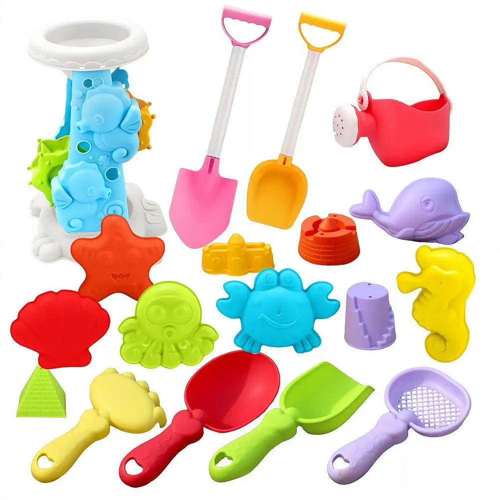 Kids Beach Toy Set Baby Sand & Water Play Kit with Bucket Shovel Rake Watering Can Summer Outdoor Sandbox Tools