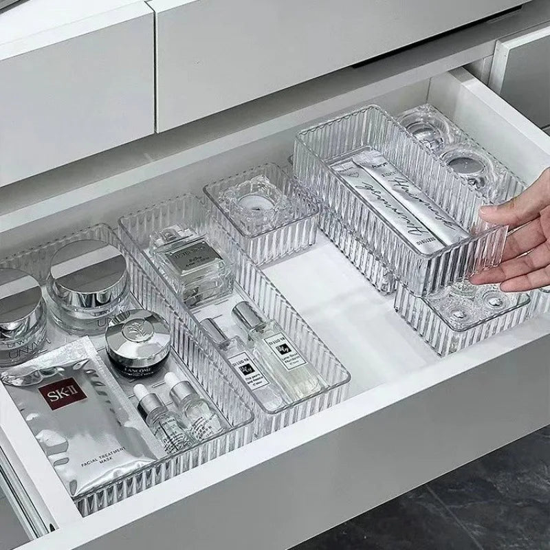 Desk Drawer Organizers Set Plastic Transparent Storage Box Bathroom Storage Makeup Organizer Boxes Clear Storage Box Acrylic Box