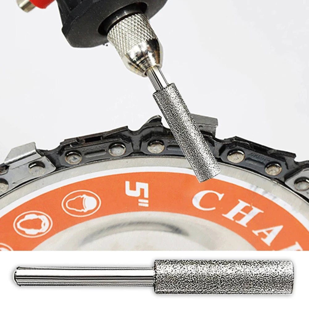 6pcs Chainsaw Sharpener 4/4.8/5.5mm Diamond Coated Cylindrical Burr Chain Saw Sharpening Grinding Head