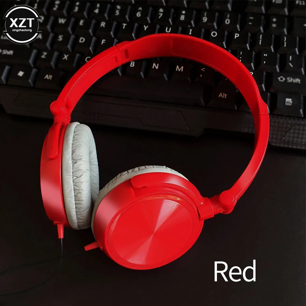 red without MIC Color Wired Over-Ear Headphones With Mic – Stereo HD Sound