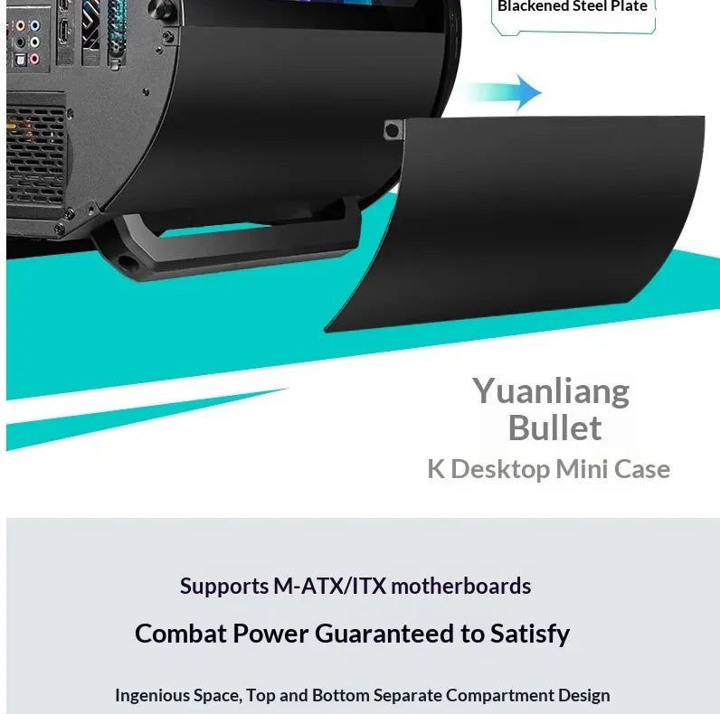 WJCOOLMAN Yuanqidan Mini Computer Case - Circular Side-Exposed Desktop Computer Case Compatible with 240 Water Cooling