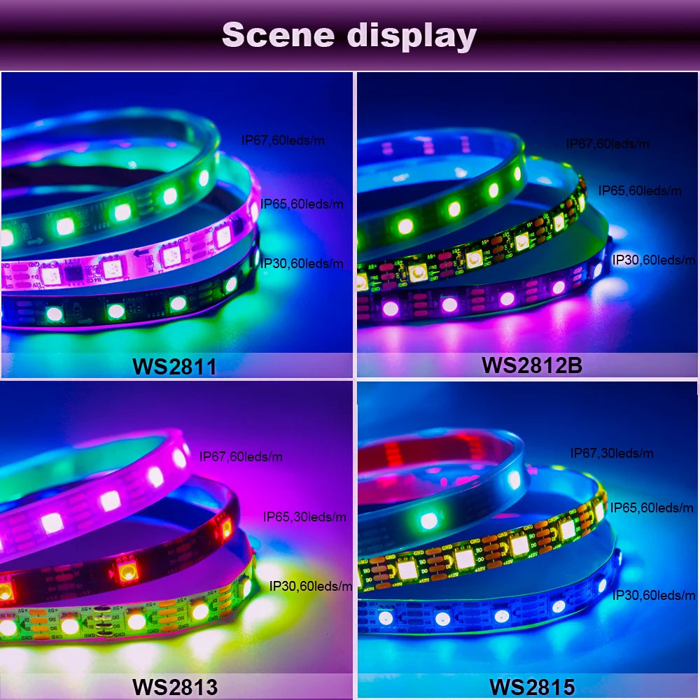1-5M 144Leds/m WS2812B WS2813 WS2815 Led Strips 5050RGB Programmable Colored Running Flowing Led Strip Lights Led Ribbon DC5-12v