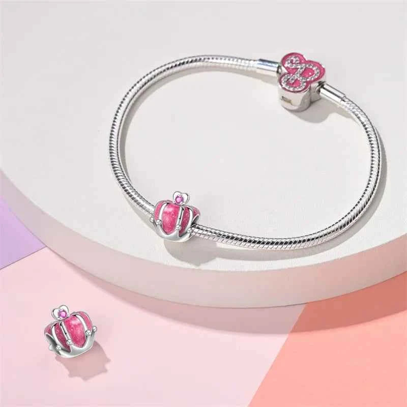925 Silver Pink Princess Skirt Butterfly High Heels Fashion Bag Charms Beads Fit Pandach 925 Original Bracelets Fine DIY Jewelry