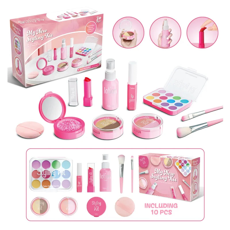 Kids Pretend Makeup Play Set for Ages 3-6 Girls, Children's Cosmetic Simulation Toy Kit, Fashion Styling Beauty Set For Girls