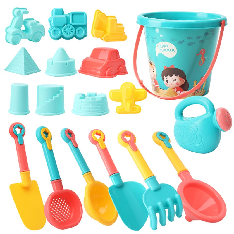 Children Beach Toys Summer Outdoor Games Sand Play Plastic Bucket Watering Bottle Shovels Kids Beach Water Game Toys Tools Gifrs