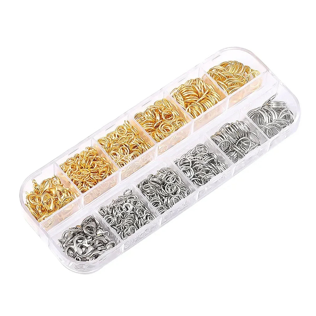 About 1200pcs Gold & Silver Jump Rings with Lobster Clasps + Pliers - DIY Jewelry Making Kit for Necklaces & Earrings