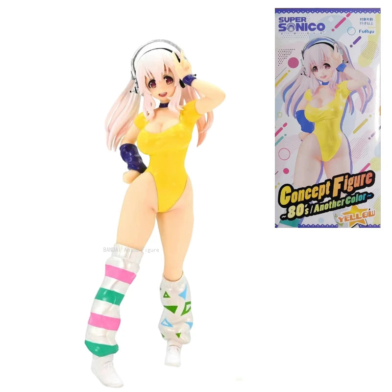 In Stock 100% Original Genuine FuRyu 18cm Super Sonico PVC Anime Collection Cute Models Doll Collectible Toys Birthday Gift