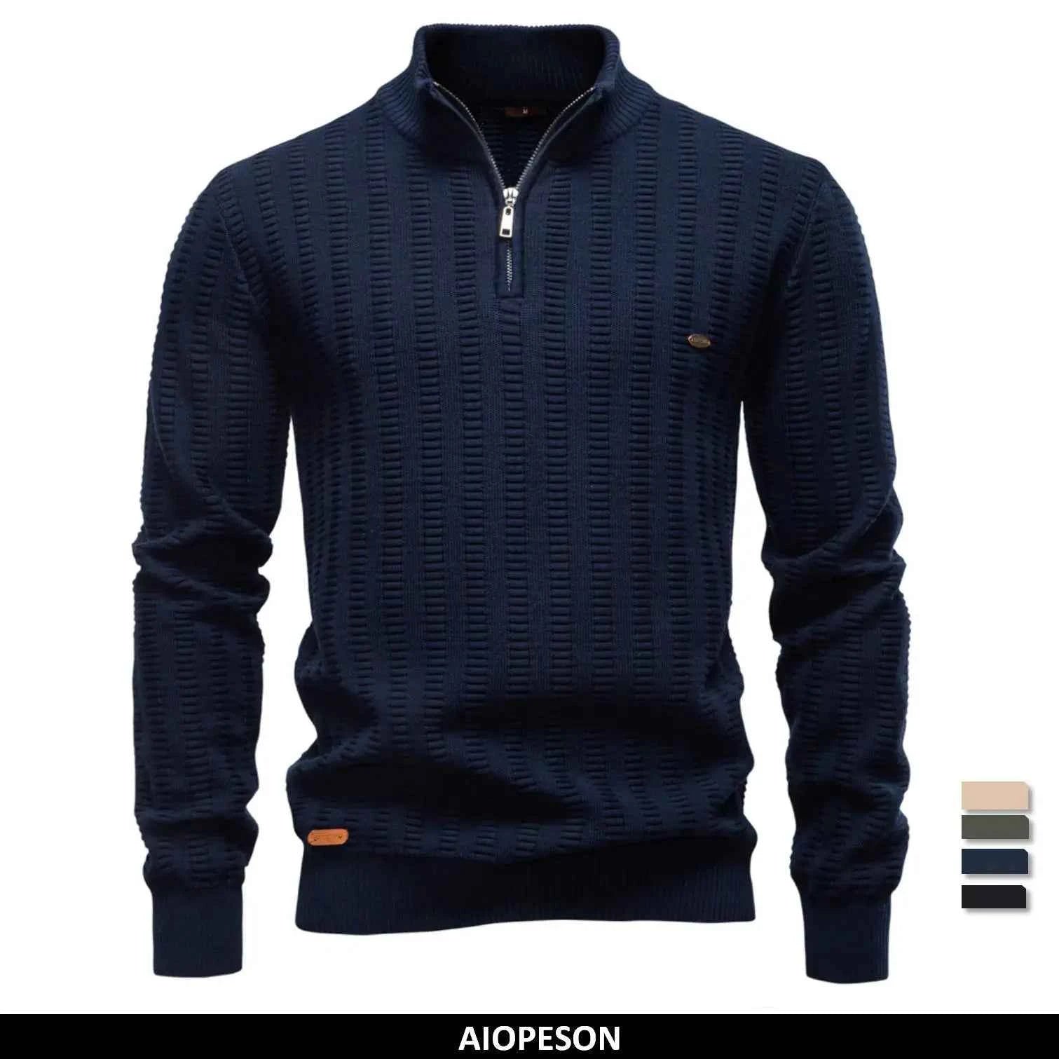 AIOPESON Luxury Striped Pullover Men Old Money Style Cotton Knitwear Thick Warm Crew Neck Winter Social Sweater Male