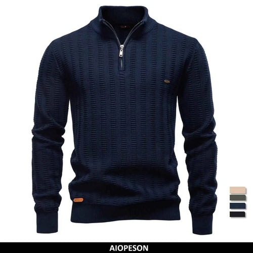 AIOPESON Luxury Striped Pullover Men Old Money Style Cotton Knitwear Thick Warm Crew Neck Winter Social Sweater Male