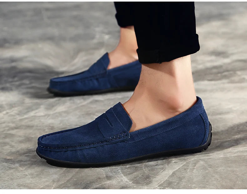 Men Casual Shoes Fashion Suede Leather Men Loafers High Quality Moccasins Slip On Men's Flats Lightweight Driving Shoes 38-47
