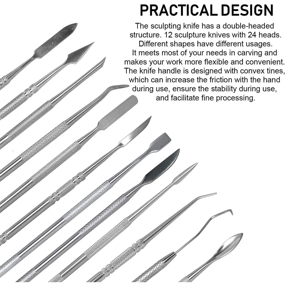 12 Pieces/Set of Wax Carving Tools Jewelry Making Tools Wax Carving Knife Dental Tools