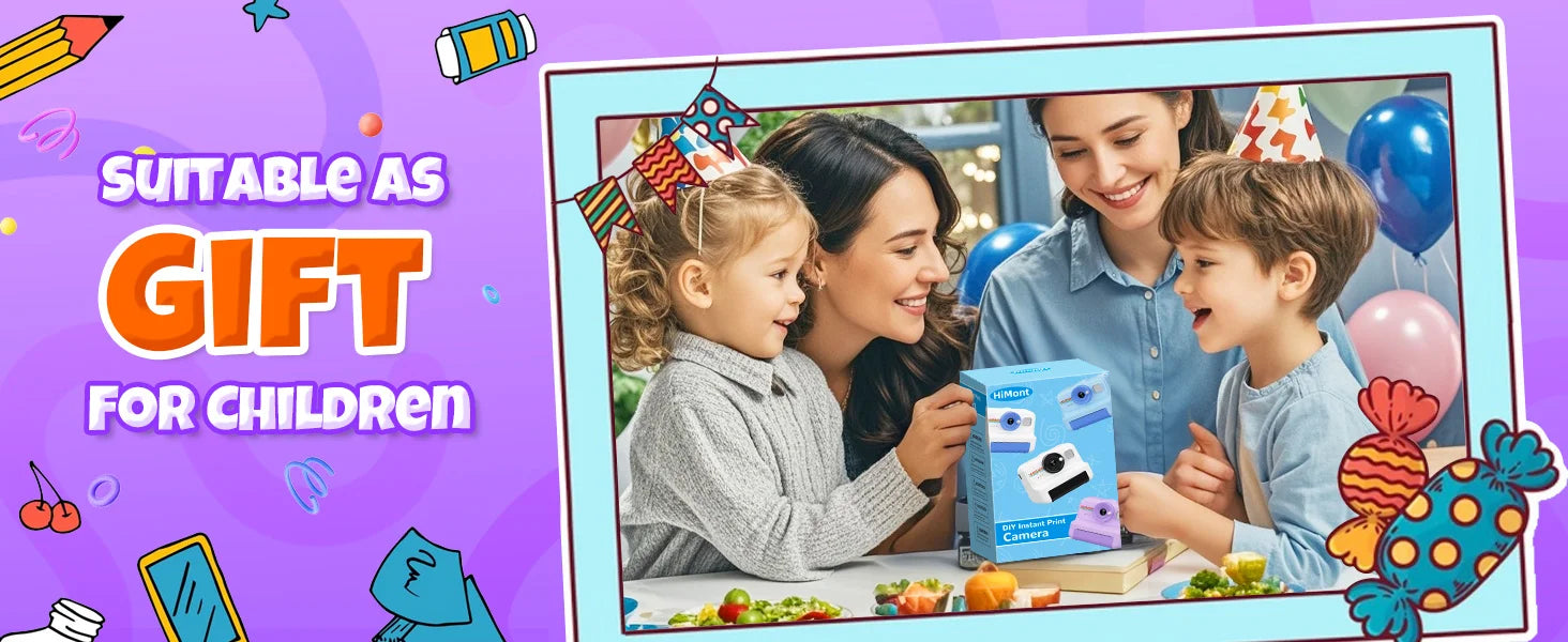 Kids Camera Instant Print, 1080P HD Instant Print Camera for Kids with 3 Rolls Print Paper, Selfie Digital Camera for Kid