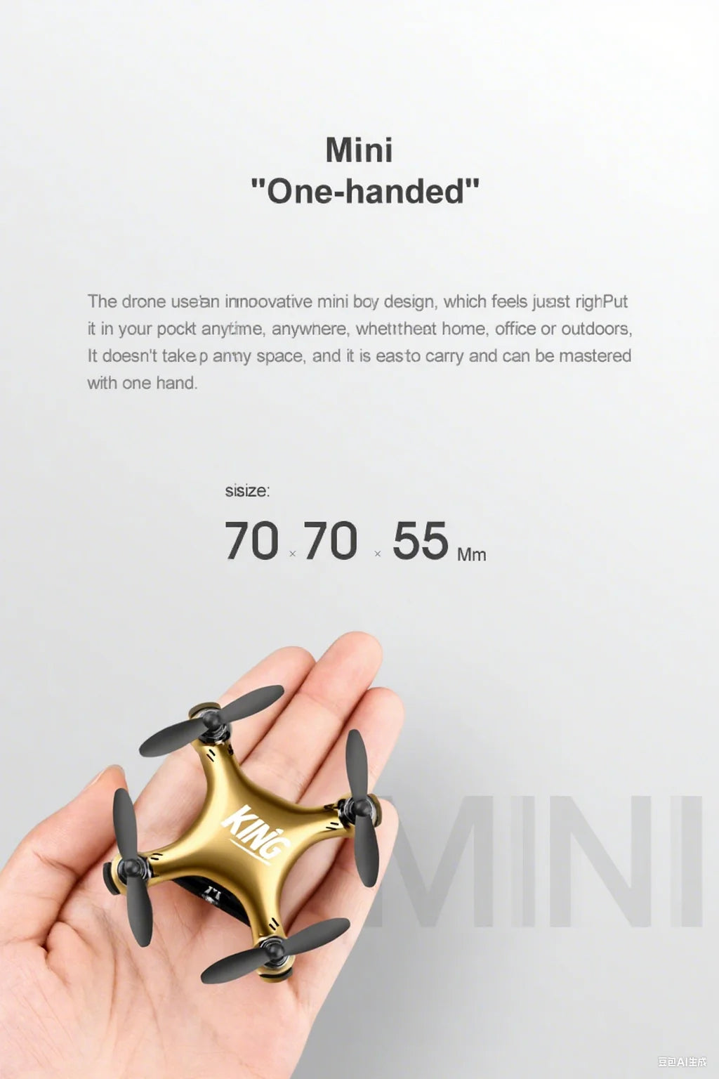 Gold K1 New Mini Drone Remote Control Helicopter - Movie Quality Photography Kids Toy Gift Aircraft