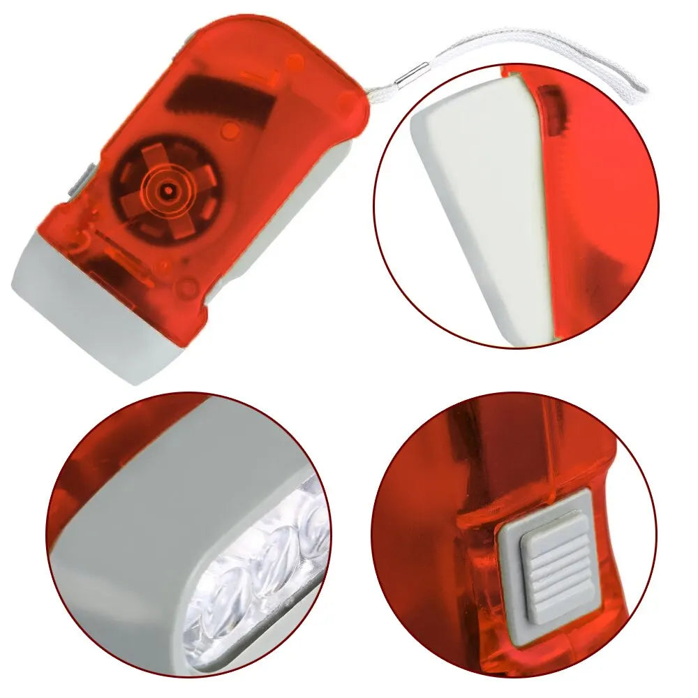 3 LED Hand Pressing Dynamo Crank Power Wind Up Flashlight Torch Light Hand Press Crank Camping Lamp Light for Outdoor Home
