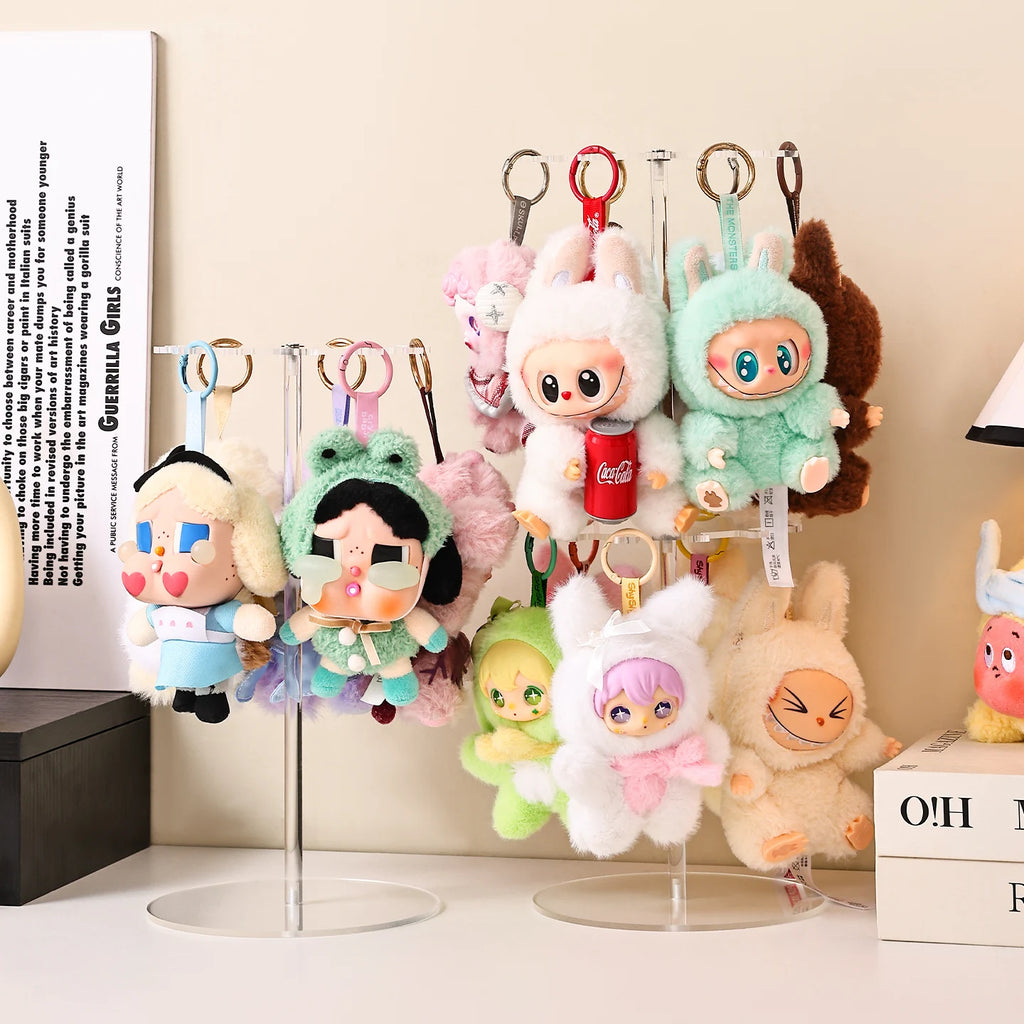 1pc transparent acrylic for Labubu display stand  360 ° rotating plush toy pendant blind keychain organizer jewelry organizer