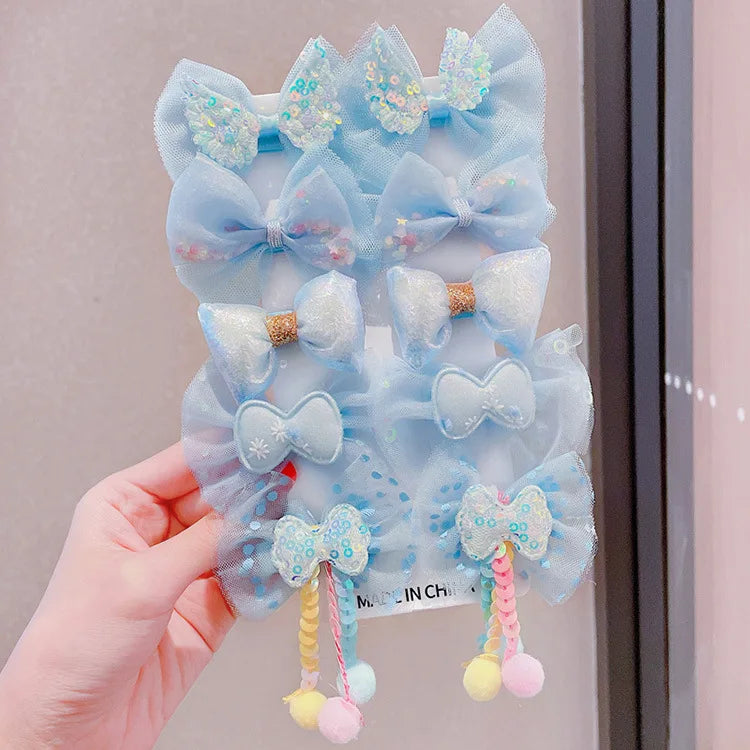 [10-Piece Set] Children's Bow Hairpin New Cute Princess Girls Broken Hair Bangs Clip Baby Hair Accessories Wholesale