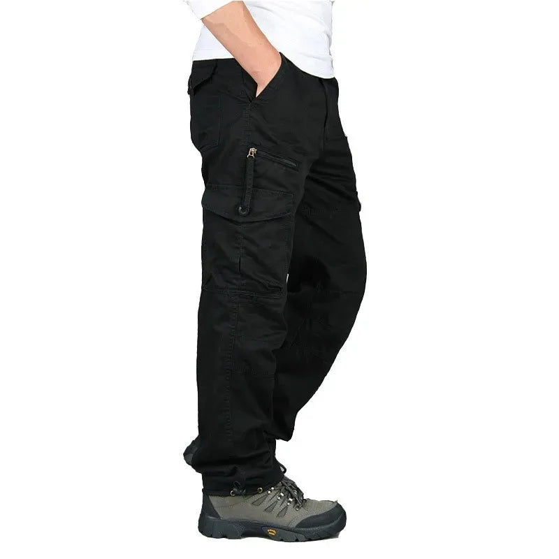 New Men's Pants Multi Pockets Baggy Men Outwear Straight Slacks  Workout Pants Outwear Casual Cotton Long Trousers
