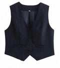 HH Women Fashion Solid Suit Vest Sleeveless Cropped Waistcoat Tops Vests Spring Summer Casual Office Lady Chic Tops