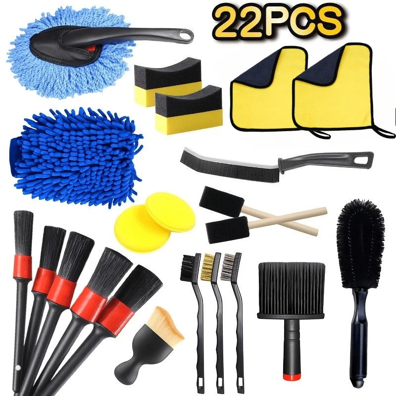 Car Cleaning Tool Set, Including Cleaning Brushes Car Maintenance Tools Essential for Comprehensive Cleaning Car Motorcycle